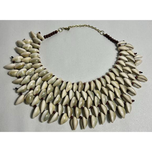 African cowrie shell Bib Style necklace Beach Wedding Boho Seashells Choker - Picture 5 of 9